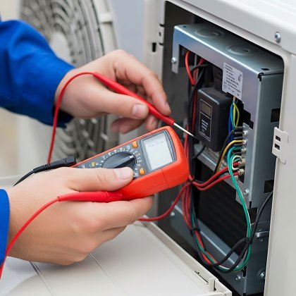 electrician working on hvac system